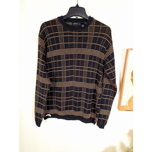 Claiborne Men's Vintage Gold and Black Sweater Size Medium - Picture 2 of 5